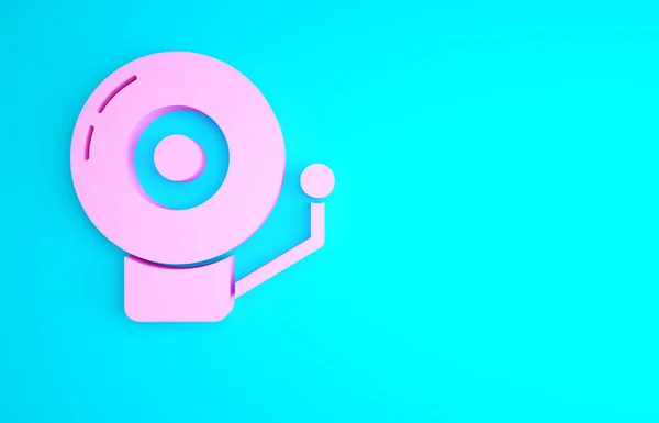 Pink Ringing Alarm Icon Isolated Blue Background Сигнал Тревоги Служебный — стоковое фото