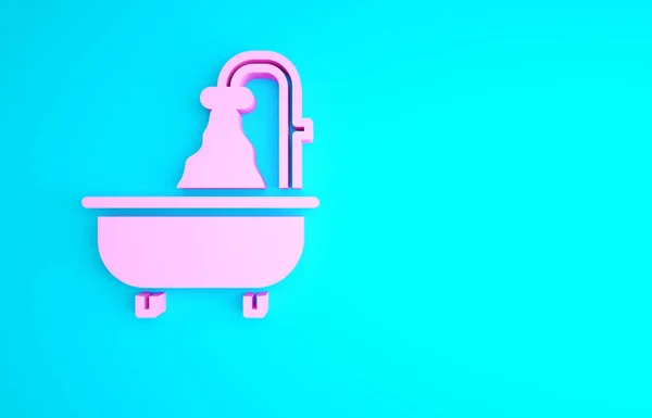 Ροζ Bathtub Εικονίδιο Απομονώνονται Μπλε Φόντο Μινιμαλιστική Έννοια Απεικόνιση Καθιστούν — Φωτογραφία Αρχείου