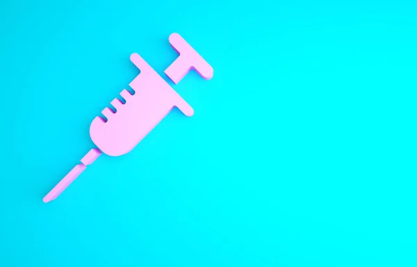 Pink Syringe Icon Isolated Blue Background Syringe Vaccine Vaccination Injection — Stock Photo, Image