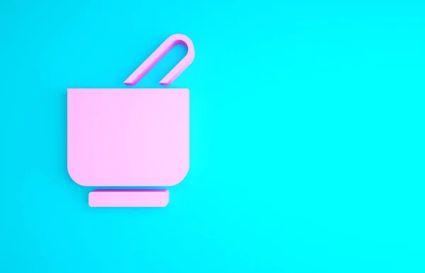 Różowy Moździerz Ikona Tłuczka Izolowane Niebieskim Tle Koncepcja Minimalizmu Ilustracja — Zdjęcie stockowe