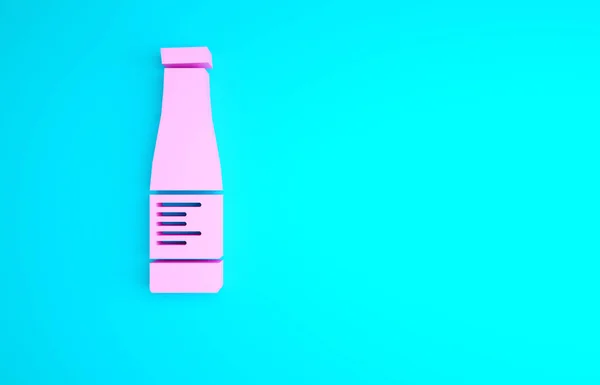 Flaschensymbol Rosa Sauce Isoliert Auf Blauem Hintergrund Ketchup Senf Und — Stockfoto
