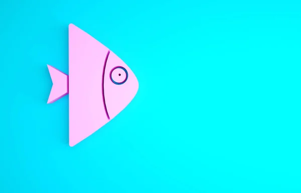 Pink Fish Icon Isolated Blue Background Minimalism Concept Illustration Render — Stock Photo, Image