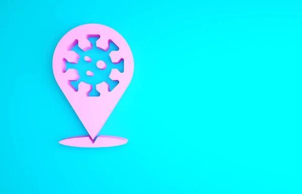 Pink Corona Virus 2019 Ncov Location Icon Isolated Blue Background — 图库照片