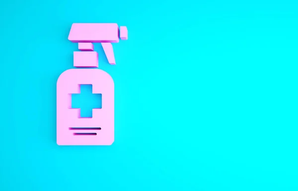 Roze Fles Vloeibare Antibacteriële Zeep Met Dispenser Pictogram Geïsoleerd Blauwe — Stockfoto