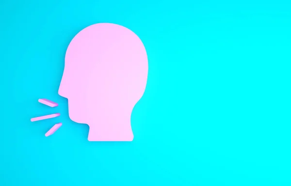 Pinkfarbener Mann Hustet Symbol Isoliert Auf Blauem Hintergrund Virusinfektion Grippe — Stockfoto