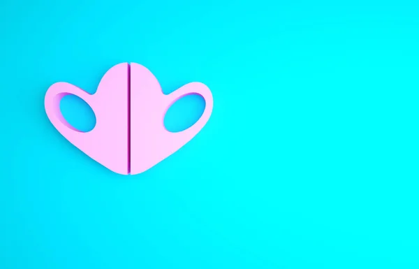Icono Máscara Protectora Pink Medical Aislado Sobre Fondo Azul Concepto —  Fotos de Stock