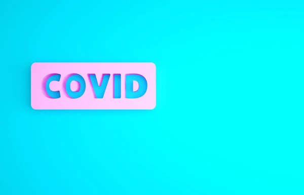 Pink Corona Vírus Covid Ícone Isolado Fundo Azul Bactérias Germes — Fotografia de Stock