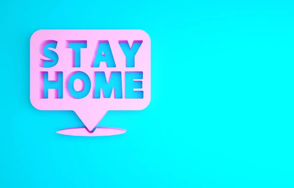 Pink Stay Home Εικονίδιο Απομονώνονται Μπλε Φόντο Ιός Corona 2019 — Φωτογραφία Αρχείου