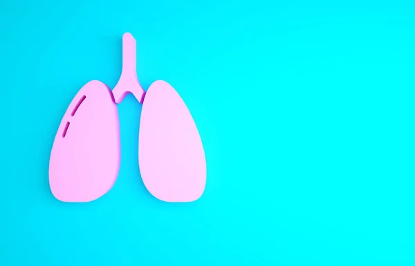 Ροζ Εικονίδιο Των Πνευμόνων Απομονώθηκε Μπλε Φόντο Μινιμαλιστική Έννοια Απεικόνιση — Φωτογραφία Αρχείου