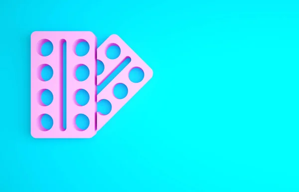 Пігулки Рожевого Кольору Іконописі Ізольовані Синьому Фоні Медичний Пакет Таблетки — стокове фото