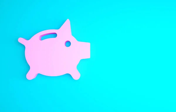 Różowa Ikona Banku Piggy Odizolowana Niebieskim Tle Ikona Oszczędzania Lub — Zdjęcie stockowe