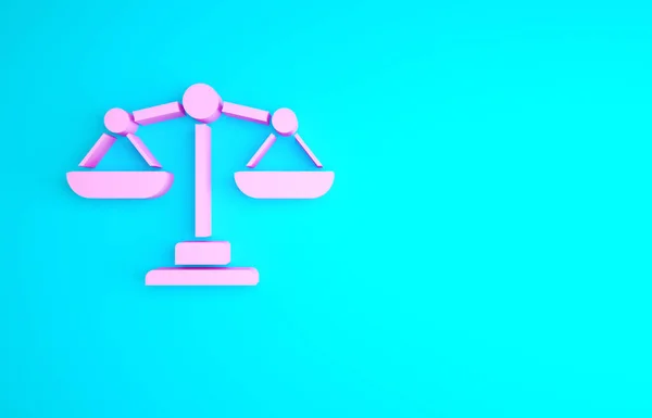 Ροζ Ζυγαριά Της Δικαιοσύνης Εικόνα Απομονώνονται Μπλε Φόντο Σύμβολο Του — Φωτογραφία Αρχείου
