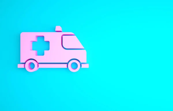 Ікона Pink Ambulance Аварійний Автомобіль Ізольовані Синьому Фоні Транспортний Засіб — стокове фото