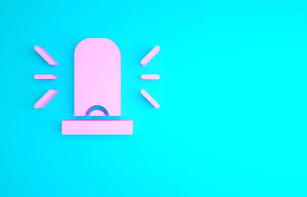 Pinkfarbenes Sirenensymbol Isoliert Auf Blauem Hintergrund Notrufsirene Minimalismus Konzept Illustration — Stockfoto