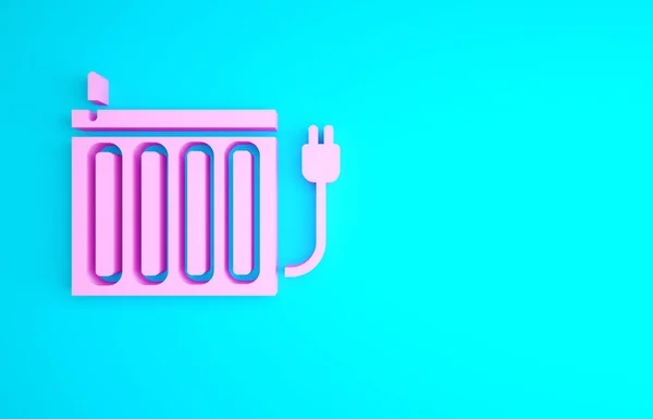 Icono Del Radiador Pink Heating Aislado Sobre Fondo Azul Concepto — Foto de Stock