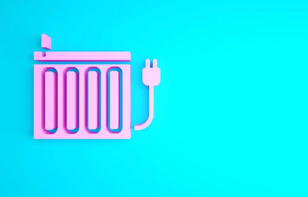 Roze Verwarming Radiator Pictogram Geïsoleerd Blauwe Achtergrond Minimalisme Concept Illustratie — Stockfoto