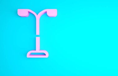 Pembe Sokak Işık Sistemi simgesi mavi arkaplanda izole edildi. Minimalizm kavramı. 3d illüstrasyon 3B canlandırma.