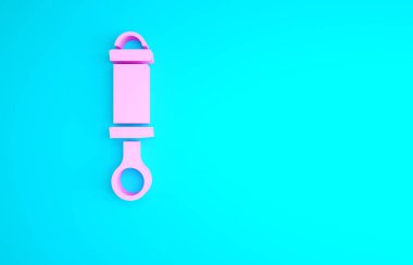 Pembe Şok emici simgesi mavi arkaplanda izole edildi. Minimalizm kavramı. 3d illüstrasyon 3B canlandırma.