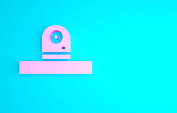 Рожева Піктограма Камери Безпеки Ізольована Синьому Фоні Концепція Мінімалізму Ілюстрація — стокове фото