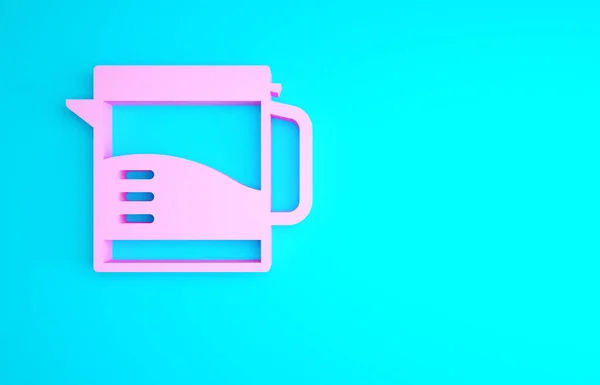 Pink Elektrische Waterkoker Pictogram Geïsoleerd Blauwe Achtergrond Theepot Icoon Minimalisme — Stockfoto