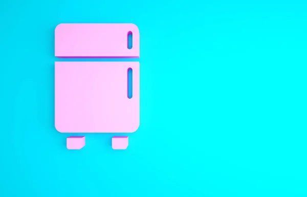 Pink Refrigerator Icon Isolated Blue Background Fridge Freezer Refrigerator Household — Stock Photo, Image