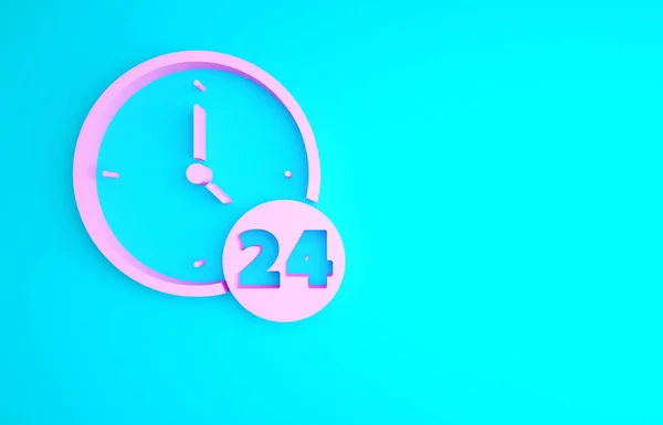 Pink Clock Uur Pictogram Geïsoleerd Blauwe Achtergrond Hele Dag Cyclisch — Stockfoto