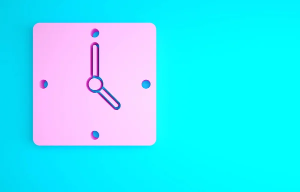 Pink Clock Icoon Geïsoleerd Blauwe Achtergrond Tijdsymbool Minimalisme Concept Illustratie — Stockfoto