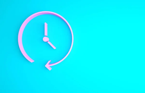 Pinkfarbenes Uhr Symbol Auf Blauem Hintergrund Zeitsymbol Minimalismus Konzept Illustration — Stockfoto
