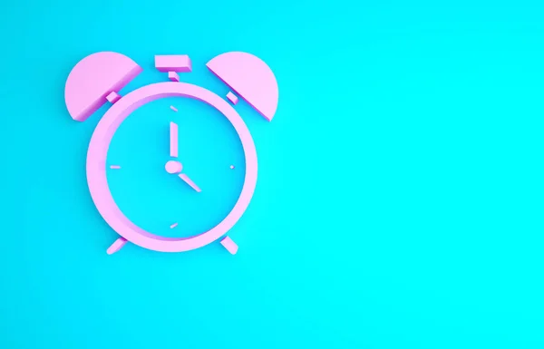 Pink Alarm Clock Icon Isolated Blue Background Wake Get Concept — Stock Photo, Image