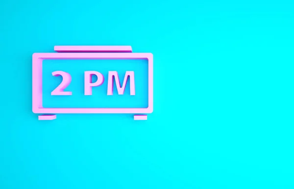 Pink Digital alarm clock icon isolated on blue background. Electronic watch alarm clock. Time icon. Minimalism concept. 3d illustration 3D render.