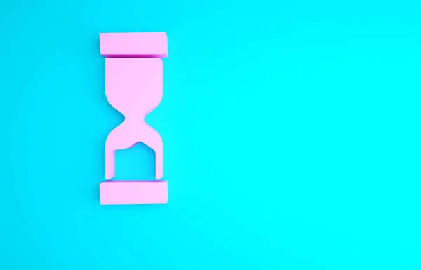 Рожевий Старий Пісочний Годинник Пісочним Значком Ізольований Синьому Фоні Знак — стокове фото