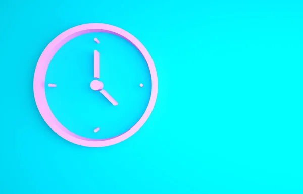 ピンクの時計のアイコンは青の背景に隔離された 時間の象徴だ 最小限の概念 3Dイラスト3Dレンダリング — ストック写真