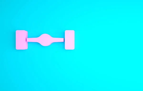 Ikona Samochodu Pink Chassis Niebieskim Tle Koncepcja Minimalizmu Ilustracja Renderowania — Zdjęcie stockowe