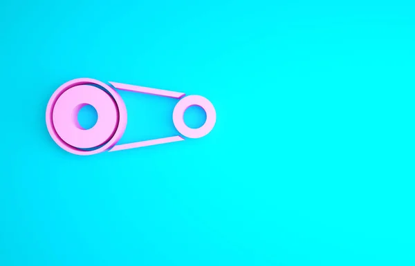 ピンクのタイミングベルトキットのアイコンは 青の背景に隔離された 最小限の概念 3Dイラスト3Dレンダリング — ストック写真