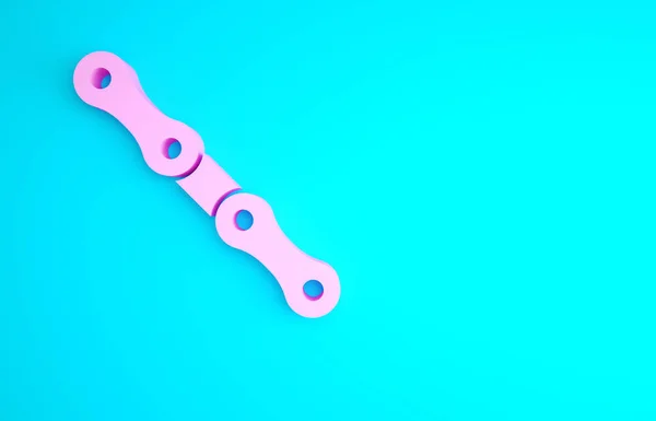 粉色汽车链条图标隔离在蓝色背景 最低纲领的概念 3D渲染3D插图 — 图库照片