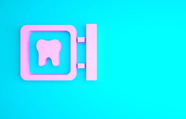 Icono Ubicación Clínica Dental Rosa Aislado Sobre Fondo Azul Concepto —  Fotos de Stock