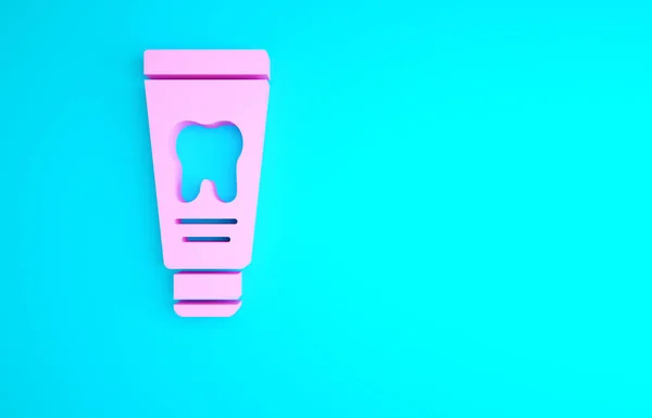 Rosa Tube Tandkräm Ikon Isolerad Blå Bakgrund Minimalistiskt Koncept Återgivning — Stockfoto