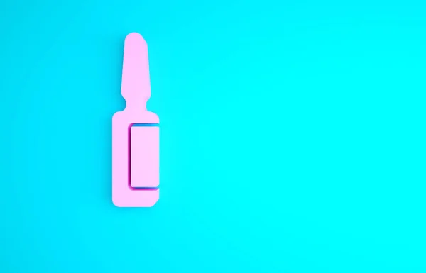 ピンクの歯痛鎮痛剤タブレットのアイコンが青の背景に隔離されています 歯のケア薬 カプセル薬と薬 薬局の設計 最小限の概念 3Dイラスト3Dレンダリング — ストック写真