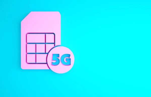 Розовый Значок Сим Карты Синем Фоне Мобильные Беспроводные Технологии Связи — стоковое фото