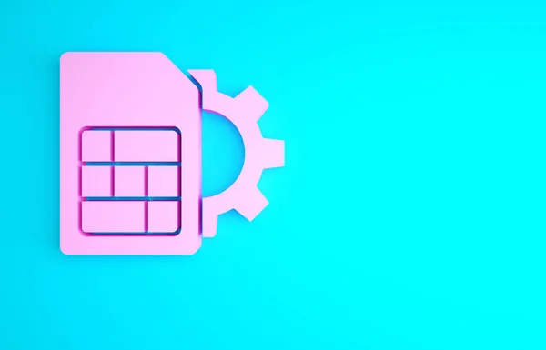 Εικονίδιο Ρύθμισης Καρτών Pink Sim Απομονώθηκε Μπλε Φόντο Κινητό Κινητό — Φωτογραφία Αρχείου