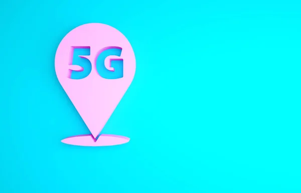 Pink Location Nowy Bezprzewodowy Internet Bezprzewodowy Połączenie Ikona Izolowane Niebieskim — Zdjęcie stockowe