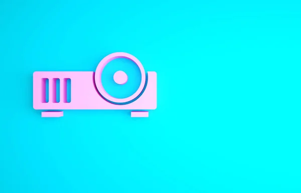 Pinkfarbene Präsentation Film Film Medienprojektor Symbol Isoliert Auf Blauem Hintergrund — Stockfoto