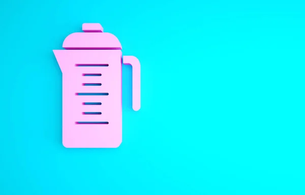 Pink Theepot Pictogram Geïsoleerd Blauwe Achtergrond Minimalisme Concept Illustratie Renderen — Stockfoto