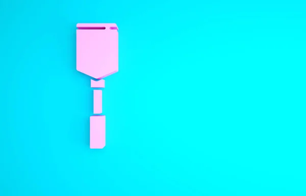 Pinkfarbenes Spatel Symbol Auf Blauem Hintergrund Küchenspachtel Symbol Grillspachtel Schild — Stockfoto