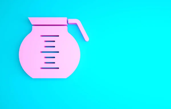 Pink Coffee Pot Icon Isolated Blue Background Minimalism Concept Illustration — Stock Photo, Image