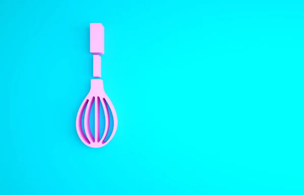 Pink Kitchen Whisk Icon Terisolasi Pada Latar Belakang Biru Alat — Stok Foto