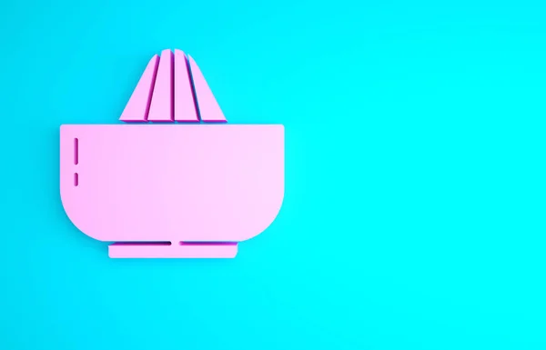 Pink Citrus Fruit Juicer Icon Isolated Blue Background Minimalism Concept — Stock Photo, Image