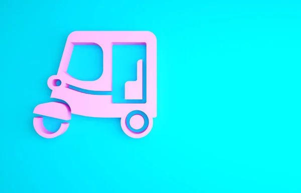 Pink Taxi Tuk 은파란 배경에 아이콘이다 자동차 인력거 개념입니다 자동차 — 스톡 사진