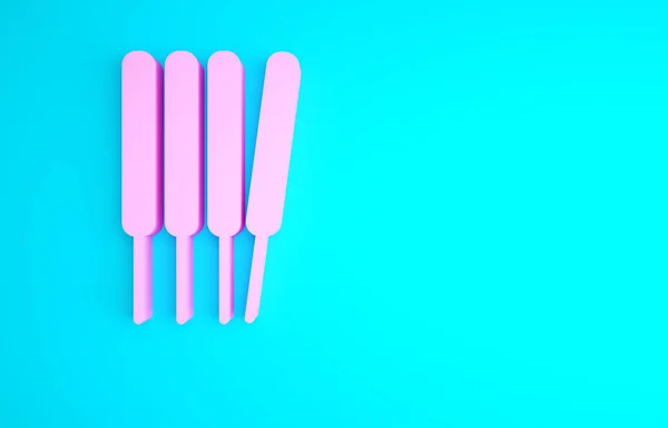 ピンクアロマスティック 青の背景に隔離されたアロマアイコン 最小限の概念 3Dイラスト3Dレンダリング — ストック写真
