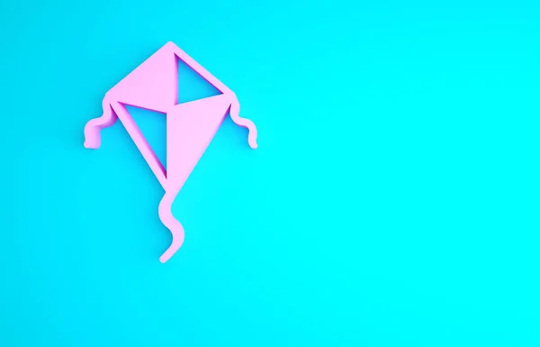 Pink Kite Pictogram Geïsoleerd Blauwe Achtergrond Minimalisme Concept Illustratie Renderen — Stockfoto